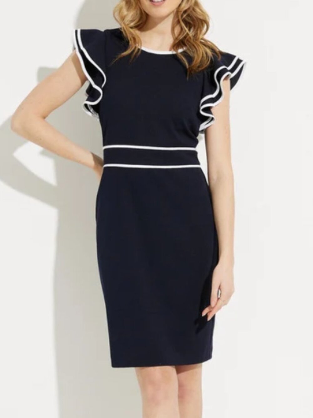 NWT!‎ Joseph Ribkoff Flutter Sleeve Dress Size 12 Midnight Blue Navy Formal